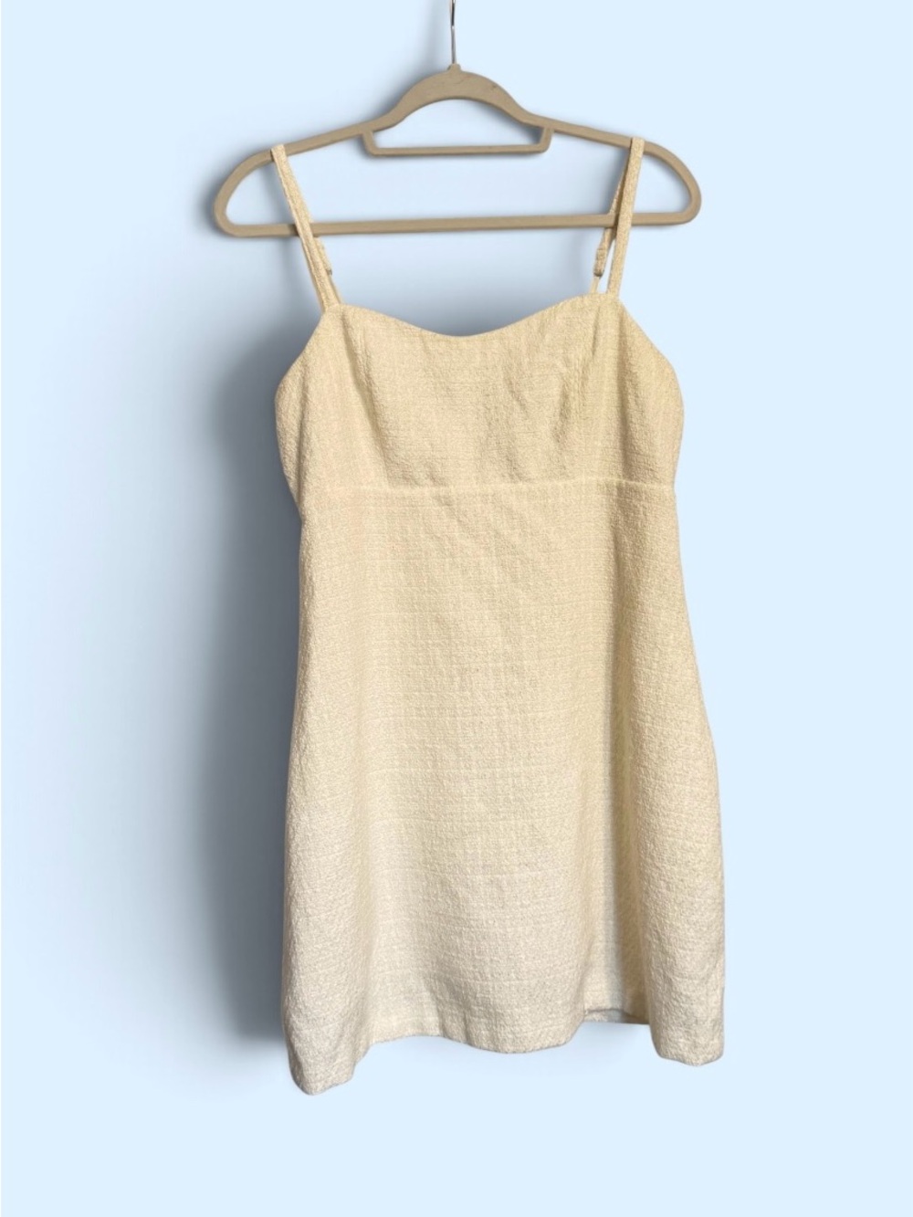 Abercrombie & Fitch Cream Textured Spaghetti-Strap Mini Dress